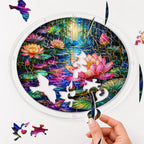 Moonlit lotus pond acrylic puzzle suncatcher, calming DIY window decor