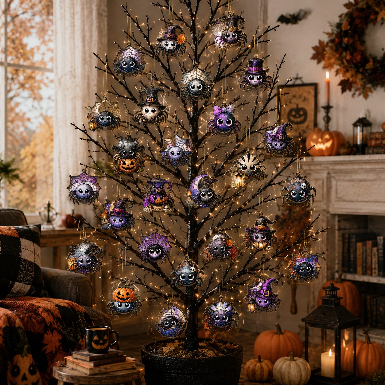 Moonweb Manor Halloween Advent Calendar – 24 Stained Glass Style Ornaments