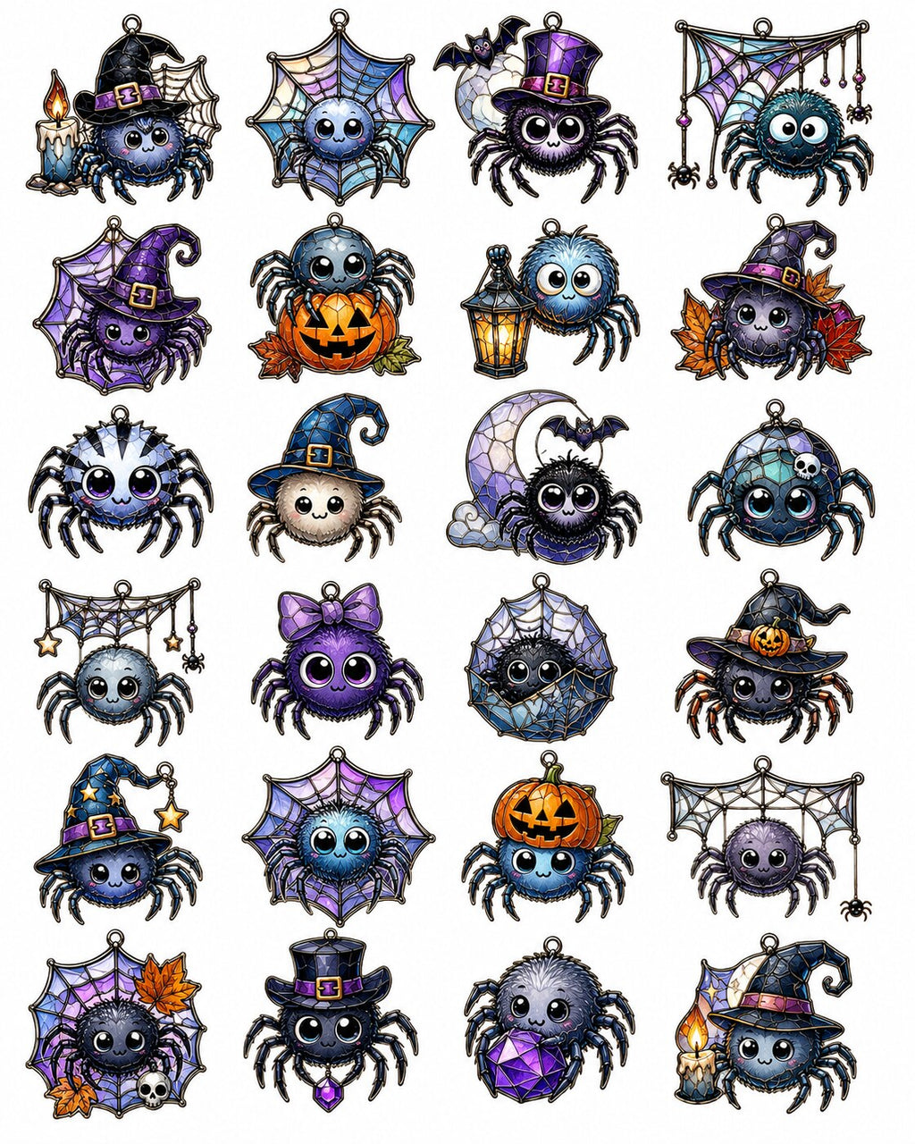 Moonweb Manor Halloween Advent Calendar – 24 Stained Glass Style Ornaments