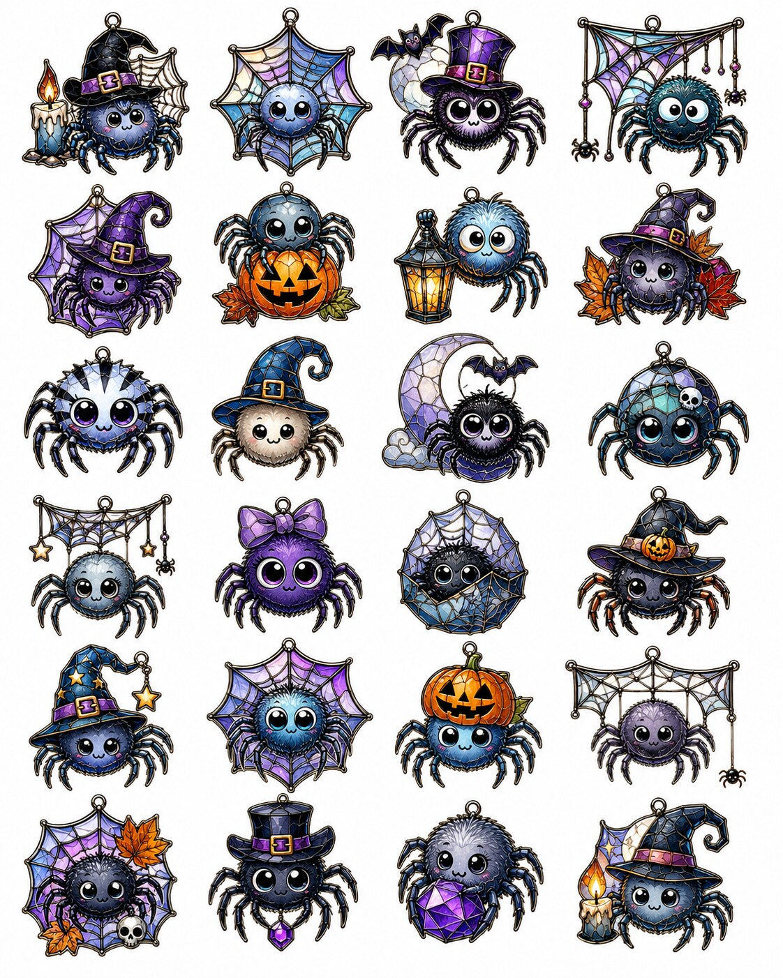 Moonweb Manor Halloween Advent Calendar – 24 Stained Glass Style Ornaments