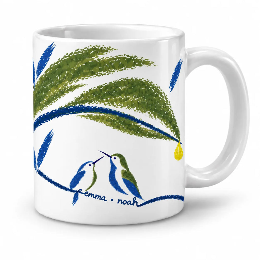 Personalized Wait Out the Rain Hummingbird Couple Mug
