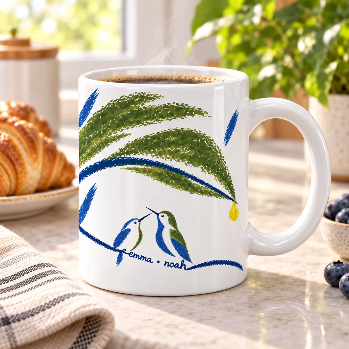 Personalized Wait Out the Rain Hummingbird Couple Mug