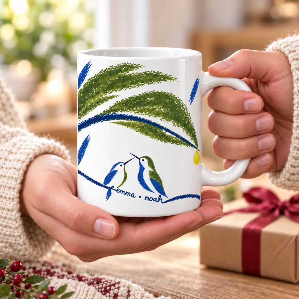 Personalized Wait Out the Rain Hummingbird Couple Mug