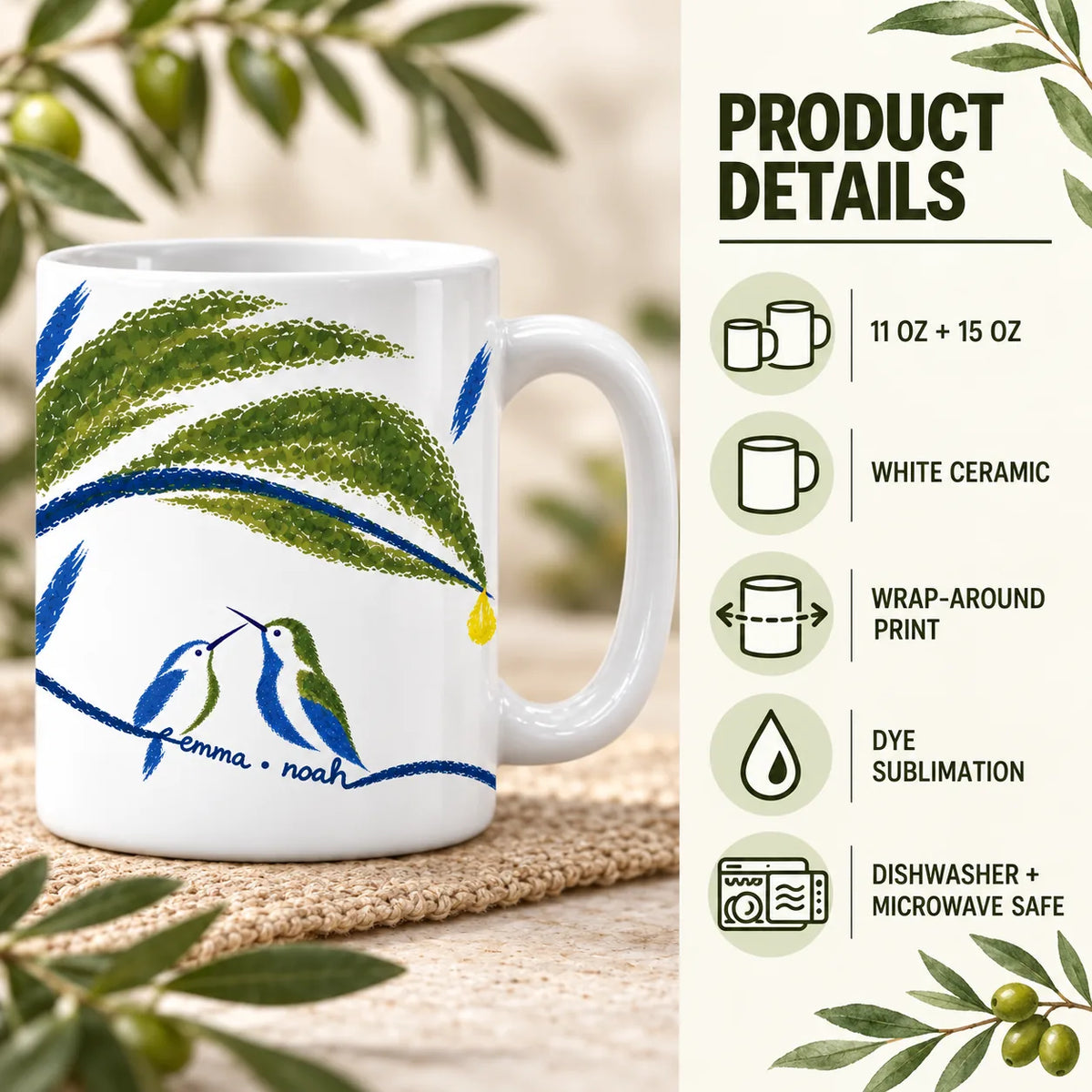 Personalized Wait Out the Rain Hummingbird Couple Mug
