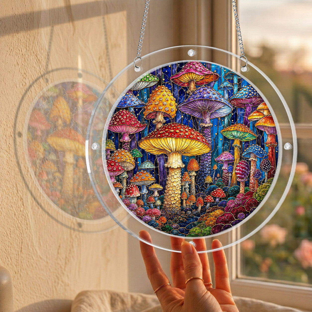 Mushroom Forest Acrylic Puzzle Suncatcher