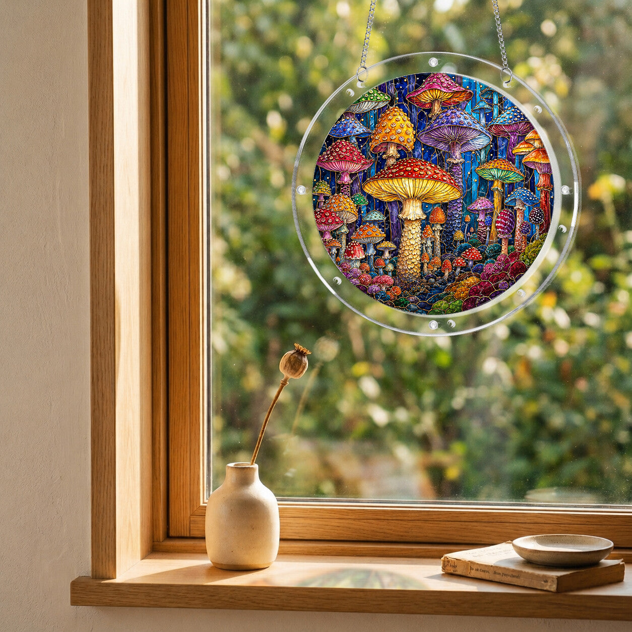 Mushroom Forest Acrylic Puzzle Suncatcher