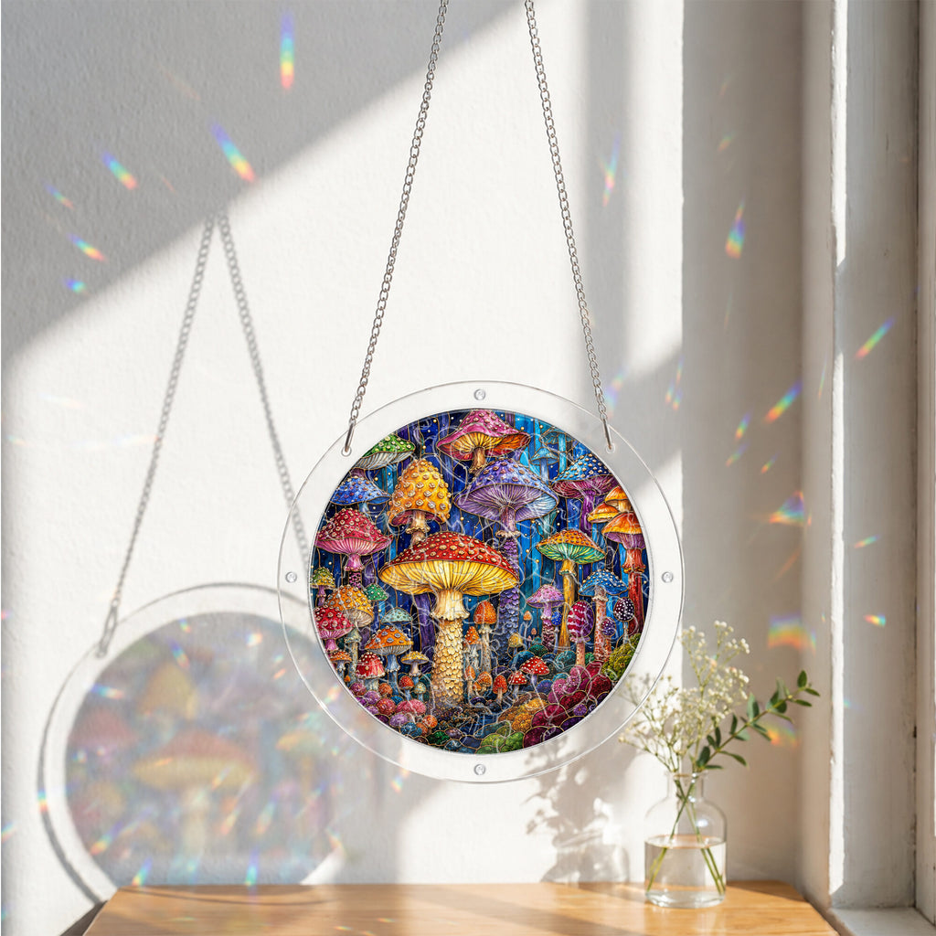 Mushroom Forest Acrylic Puzzle Suncatcher