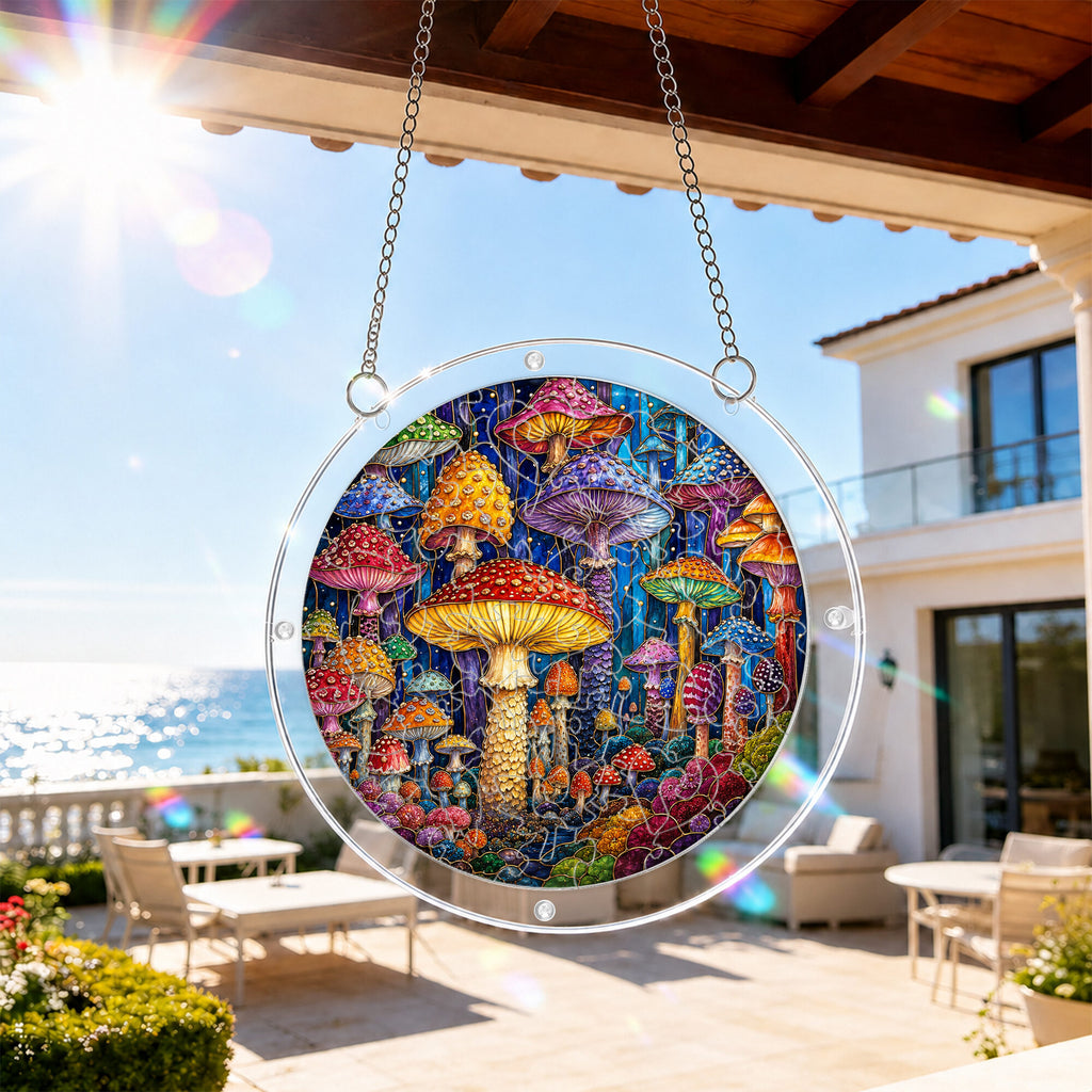 Mushroom Forest Acrylic Puzzle Suncatcher
