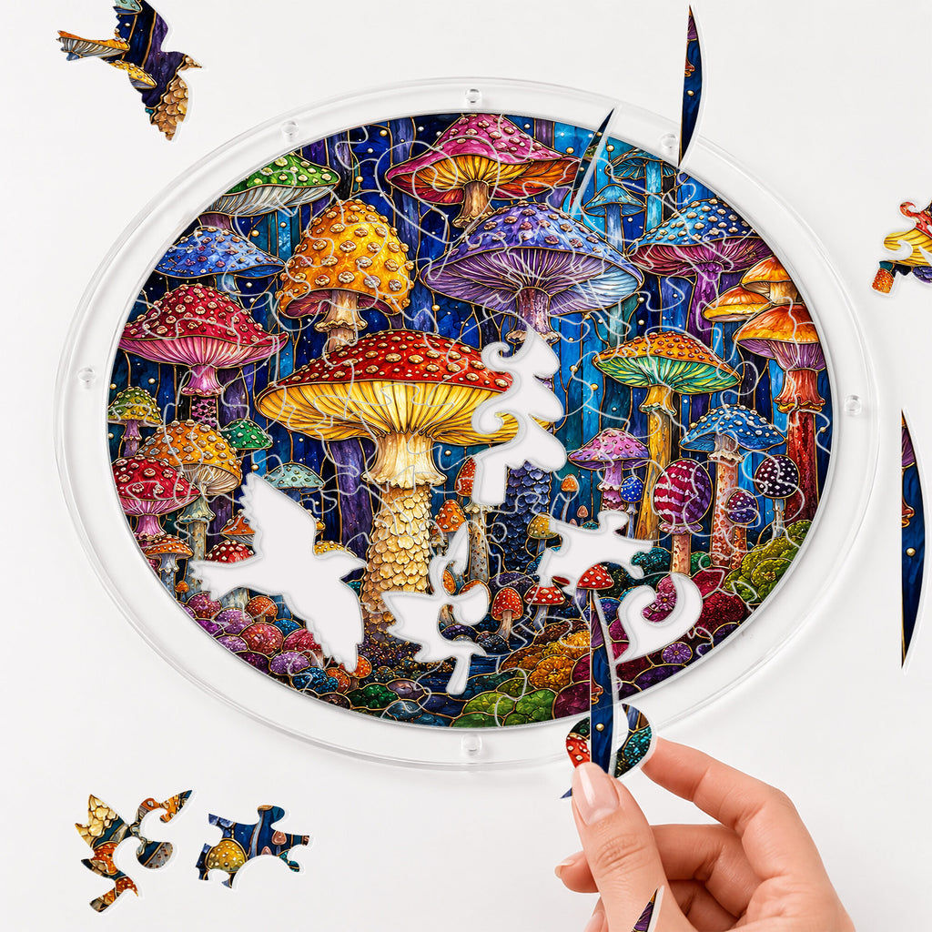 Mushroom Forest Acrylic Puzzle Suncatcher