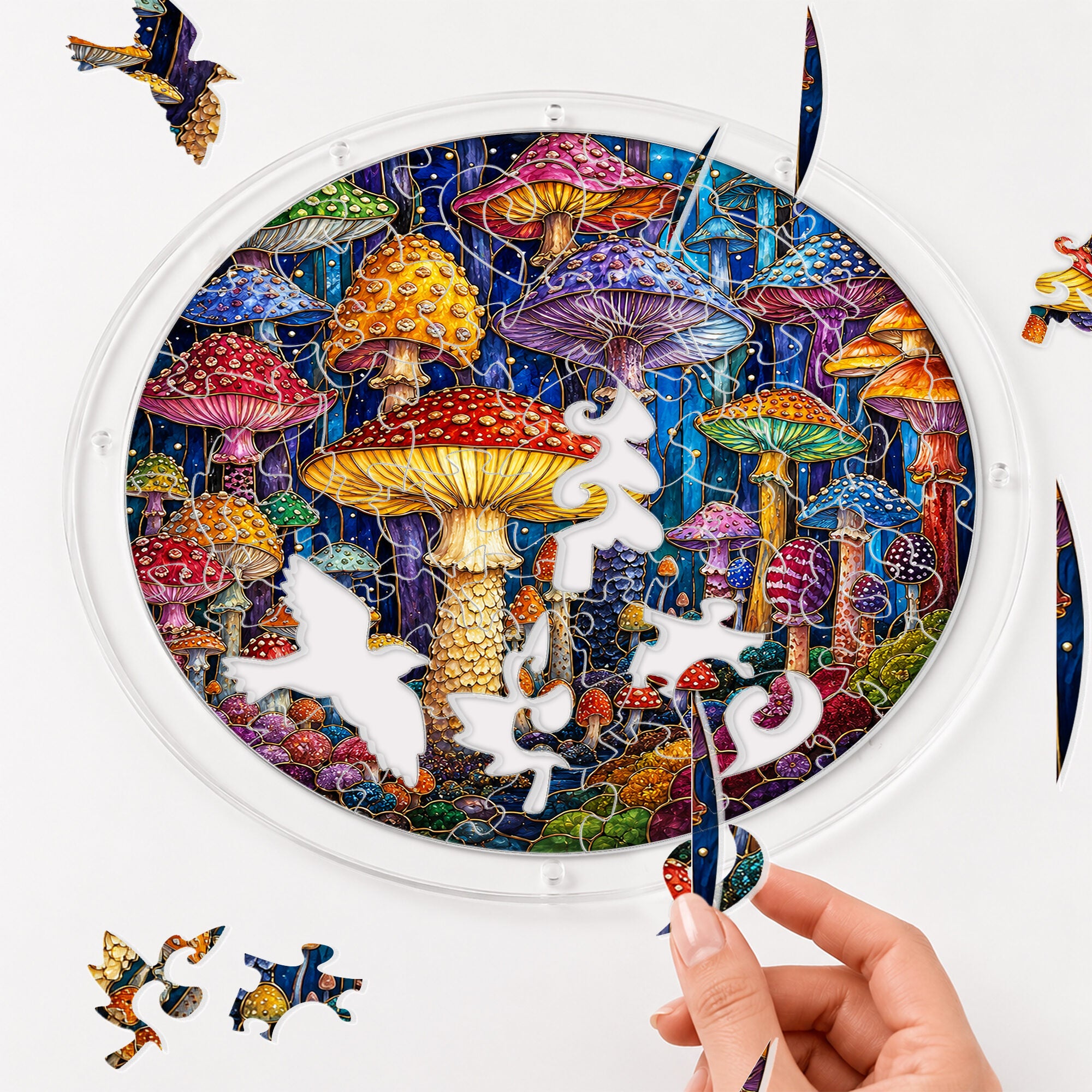 Mushroom Forest Acrylic Puzzle Suncatcher