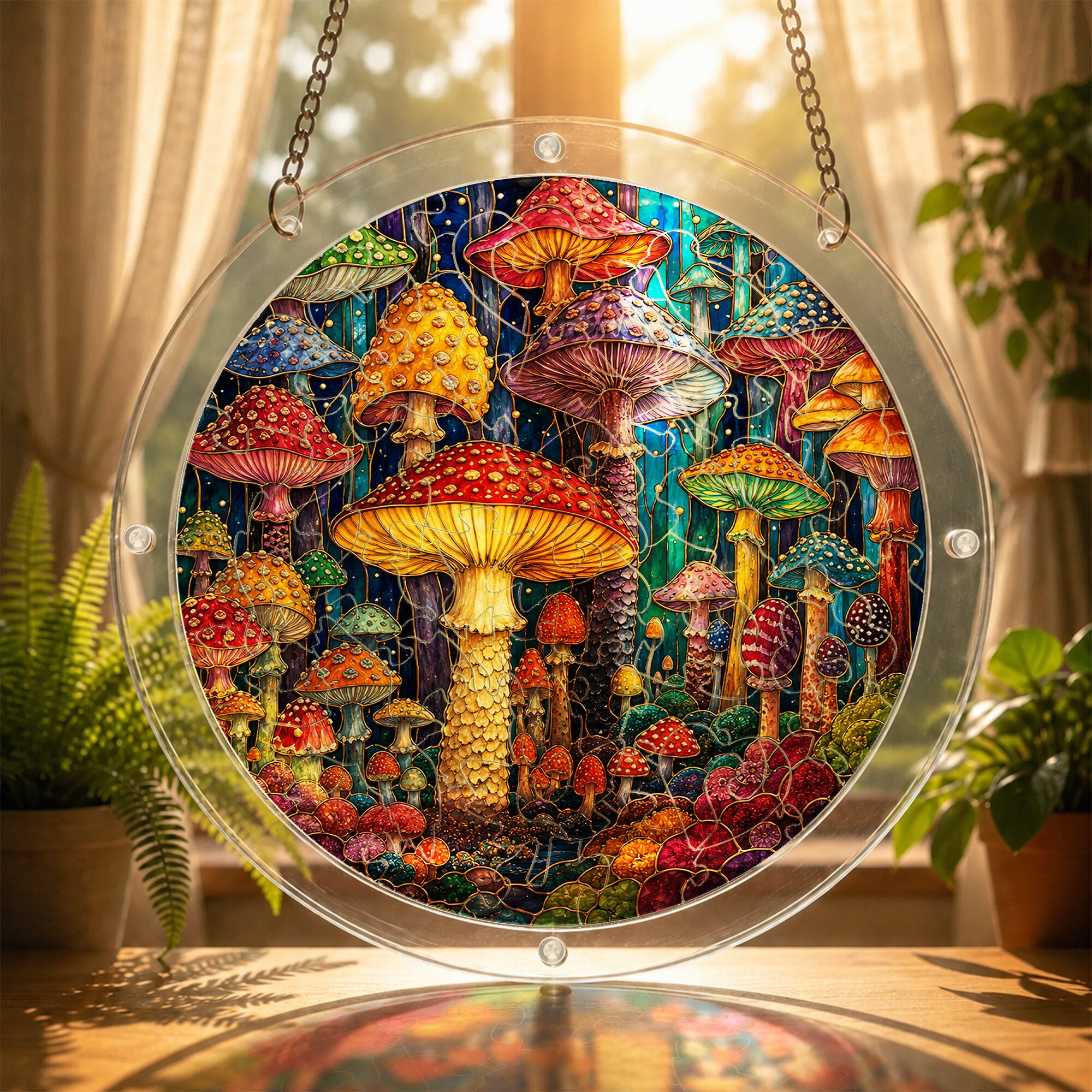 Mushroom Forest Acrylic Puzzle Suncatcher