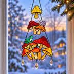 Mushroom Frog & Snail Tiered Holographic Acrylic Suncatcher