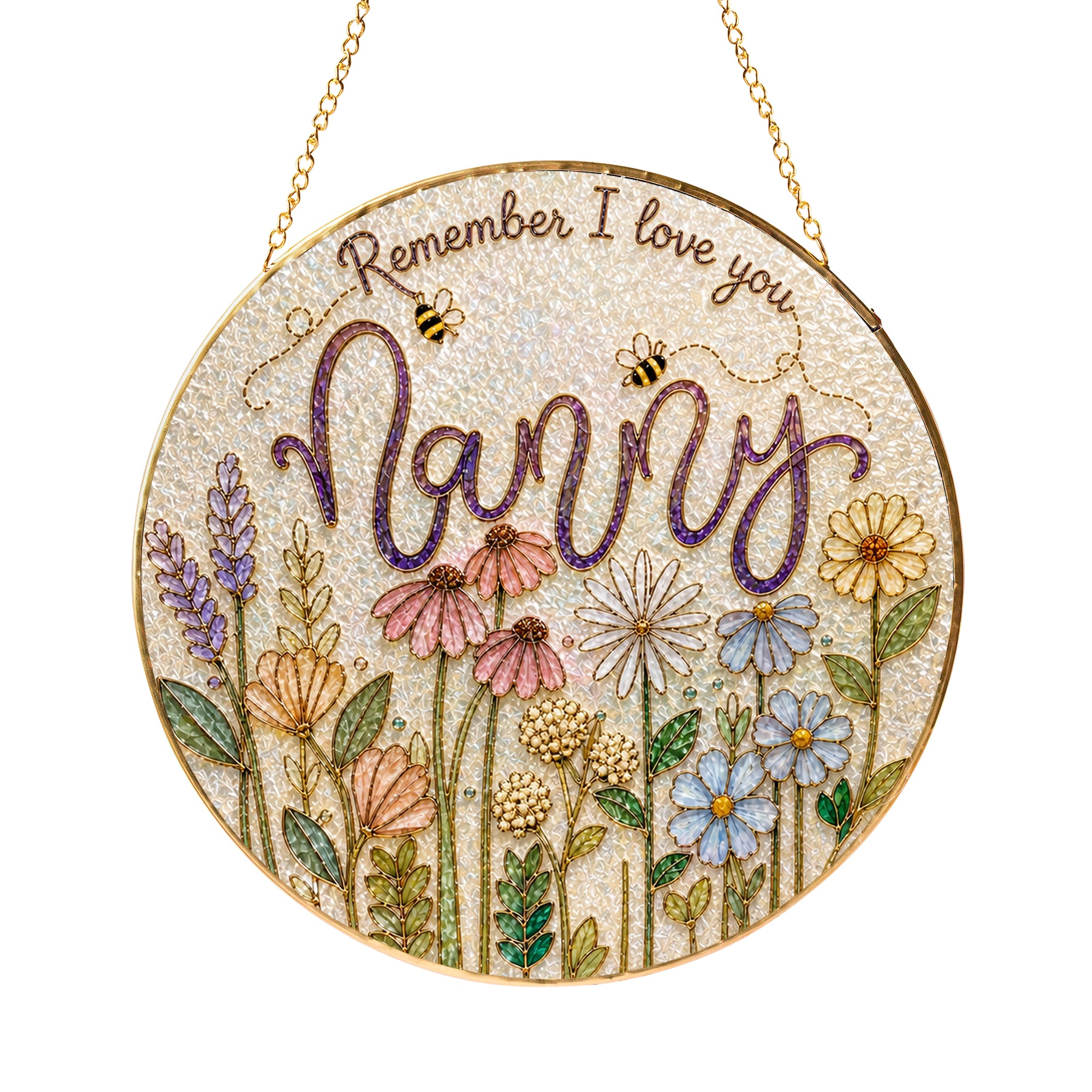Nanny wildflower gold frame suncatcher product view