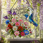 Personalized Nanny's Garden Hummingbird Holographic Acrylic Suncatcher