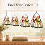 Horse Pair in Santa Hats with Wreath Holographic Acrylic Suncatcher