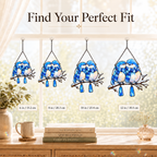 Bluebird Couple in Plaid Scarves on a Snowy Branch Holographic Acrylic Suncatcher