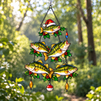 Bass Fish Christmas Tree Holographic Acrylic Suncatcher