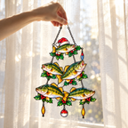 Bass Fish Christmas Tree Holographic Acrylic Suncatcher