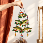 Bass Fish Christmas Tree Holographic Acrylic Suncatcher