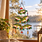 Bass Fish Christmas Tree Holographic Acrylic Suncatcher