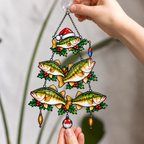 Bass Fish Christmas Tree Holographic Acrylic Suncatcher