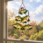 Bass Fish Christmas Tree Holographic Acrylic Suncatcher