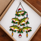 Bass Fish Christmas Tree Holographic Acrylic Suncatcher