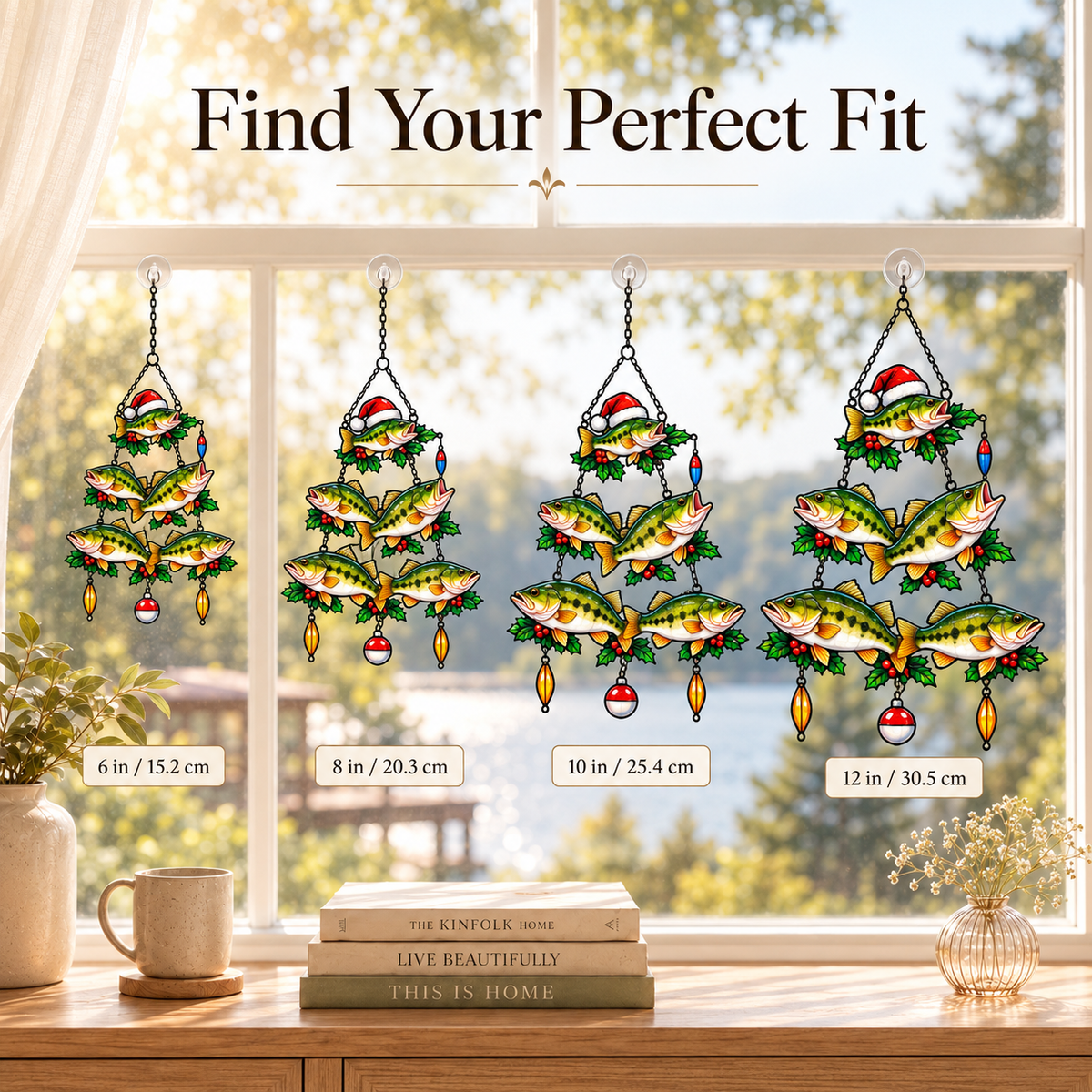 Bass Fish Christmas Tree Holographic Acrylic Suncatcher
