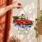 Personalized Frog Couple Christmas Car Holographic Acrylic Suncatcher — Together Till We Croak