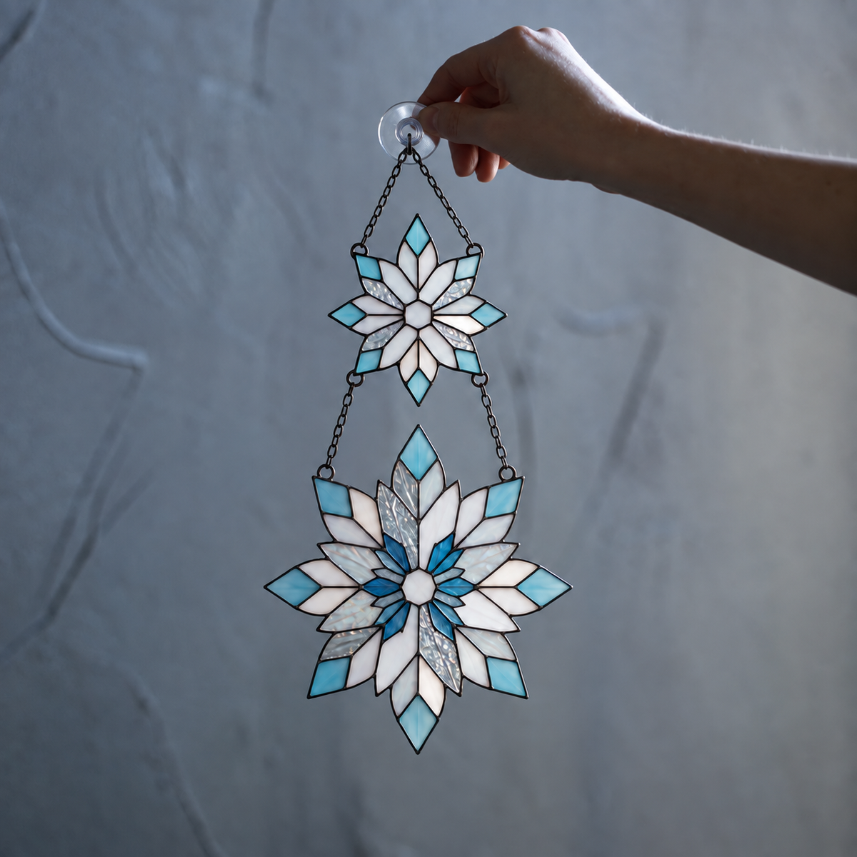 Frosted Snowflake Pair Holographic Acrylic Suncatcher