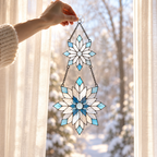 Frosted Snowflake Pair Holographic Acrylic Suncatcher