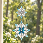 Frosted Snowflake Pair Holographic Acrylic Suncatcher