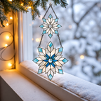 Frosted Snowflake Pair Holographic Acrylic Suncatcher