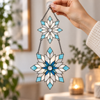 Frosted Snowflake Pair Holographic Acrylic Suncatcher