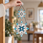 Frosted Snowflake Pair Holographic Acrylic Suncatcher