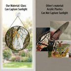Cicada on Mossy Bark Stained Glass Suncatcher