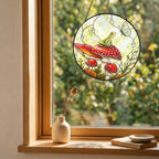 Frog & Toadstool Rain Shelter Stained Glass Suncatcher