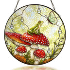 Frog & Toadstool Rain Shelter Stained Glass Suncatcher