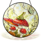 Frog & Toadstool Rain Shelter Stained Glass Suncatcher