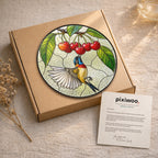 Sunbird & Cherries Stained Glass Suncatcher