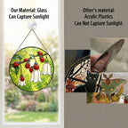 Ladybugs & White Bellflowers Stained Glass Suncatcher