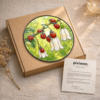 Ladybugs & White Bellflowers Stained Glass Suncatcher