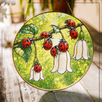 Ladybugs & White Bellflowers Stained Glass Suncatcher
