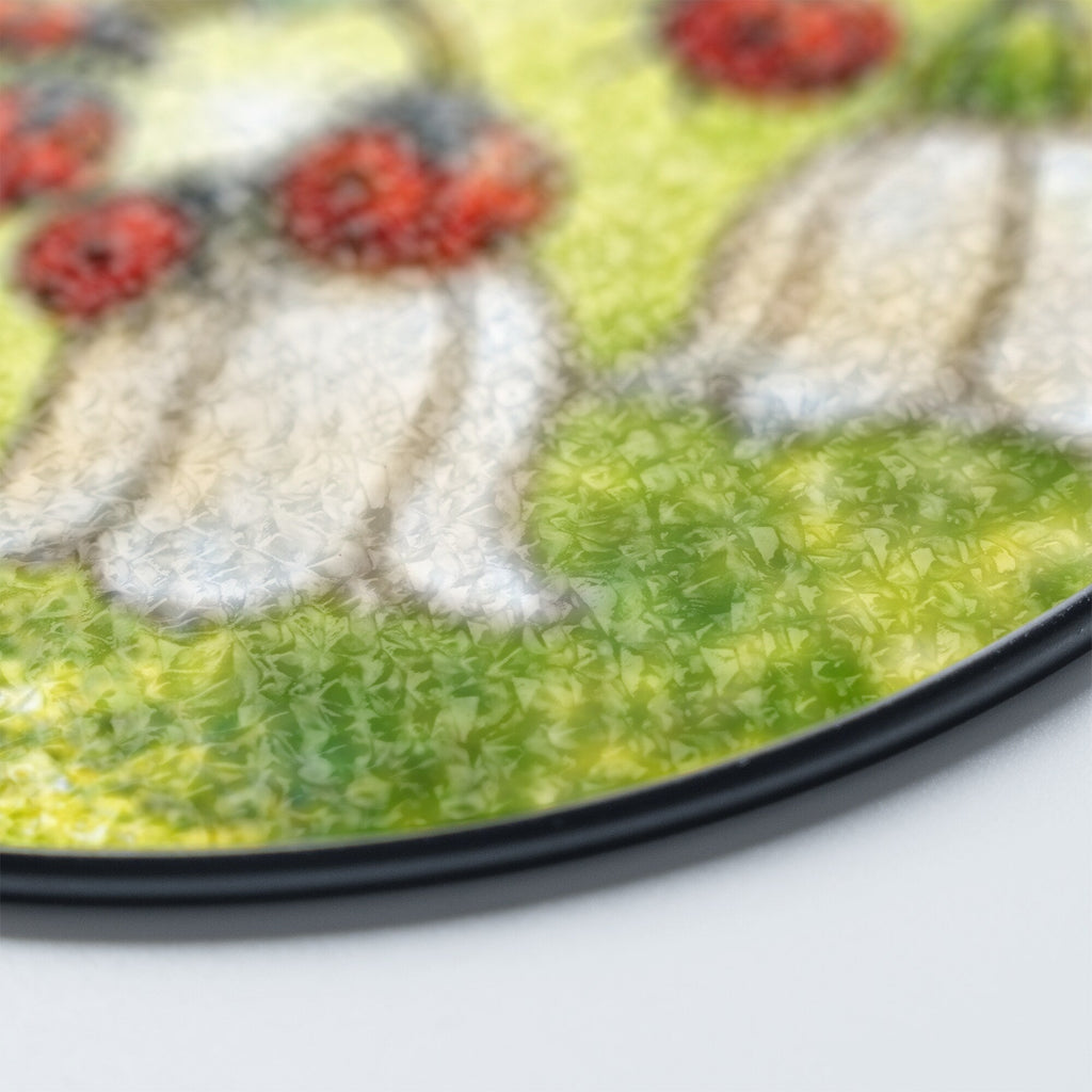 Ladybugs & White Bellflowers Stained Glass Suncatcher