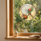Ladybugs & Dandelion Wish Stained Glass Suncatcher