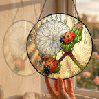 Ladybugs & Dandelion Wish Stained Glass Suncatcher