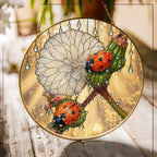 Ladybugs & Dandelion Wish Stained Glass Suncatcher
