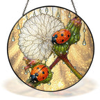 Ladybugs & Dandelion Wish Stained Glass Suncatcher
