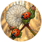 Ladybugs & Dandelion Wish Stained Glass Suncatcher