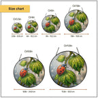 Ladybug & Dewdrop Leaves Stained Glass Suncatcher